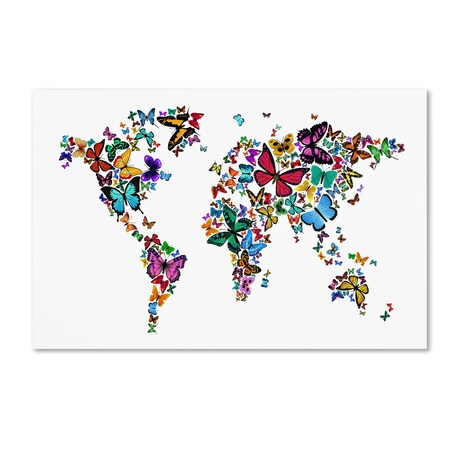 Trademark Fine Art Michael Tompsett 'Butterflies Map of the World' Canvas Art, 22x32 MT0478-C2232GG